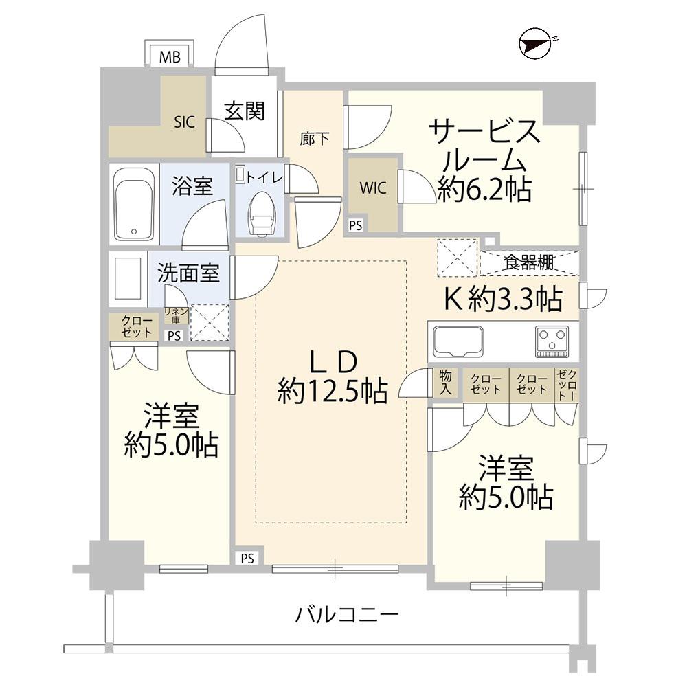 オープンレジデンシア新宿ザ・ハウス(2LDK/5階)の間取り写真