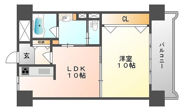 クリスタルハイツ(1LDK/4階)の間取り写真