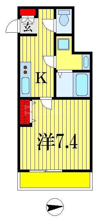 ソラーナ(1K/4階)の間取り写真