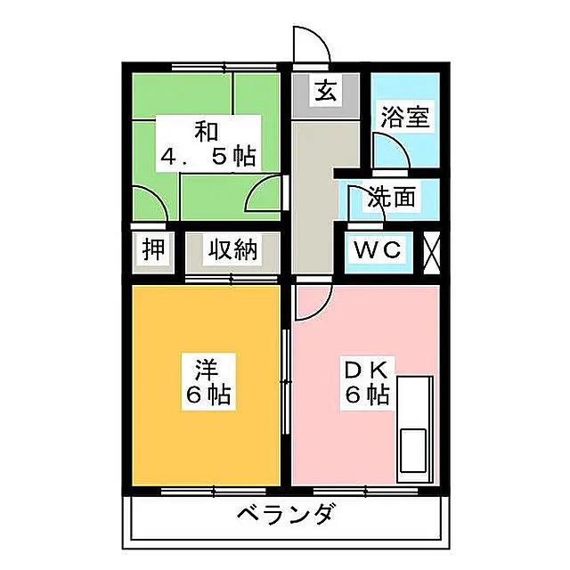 コーポ藤池II(2DK/2階)の間取り写真