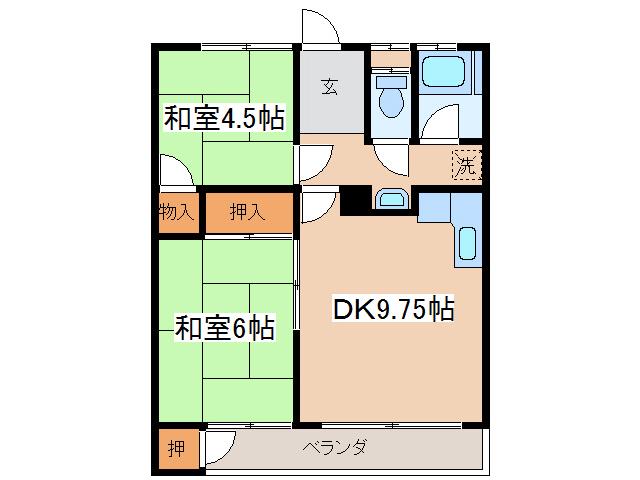 フランセマンション(2DK/2階)の間取り写真