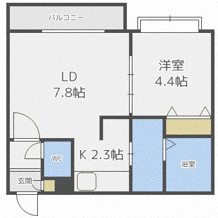 アネトス北10条(1LDK/4階)の間取り写真