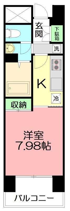 コンソラーレ本厚木(1K/6階)の間取り写真