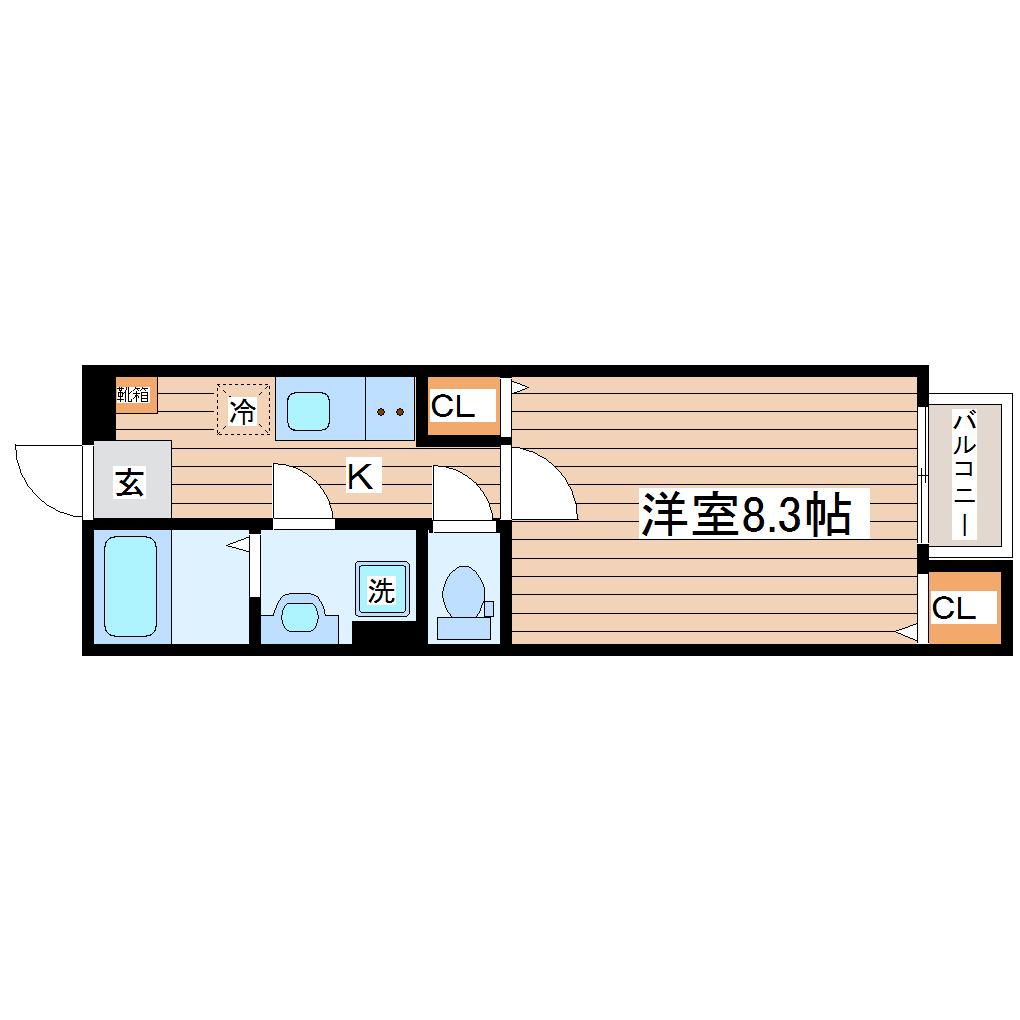 AZUL長町II(1K/3階)の間取り写真