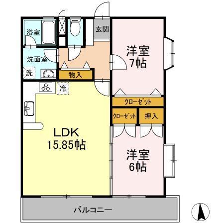 ラーバンハイツ(2LDK/4階)の間取り写真