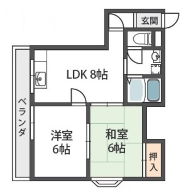 クロス9パーク神田(2LDK/4階)の間取り写真