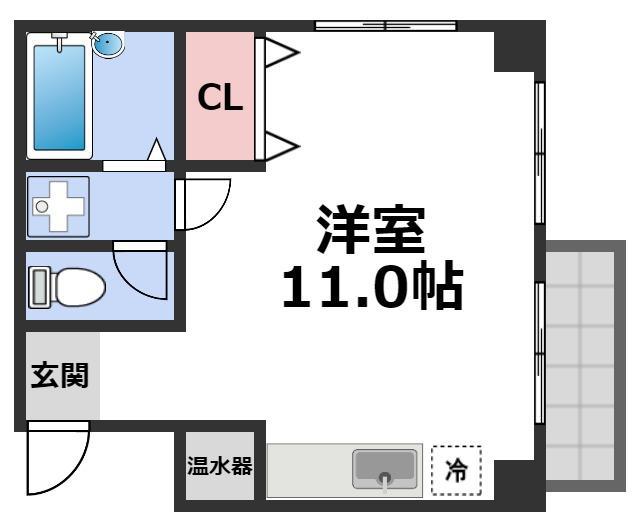 ローズマンション新深江(ワンルーム/2階)の間取り写真