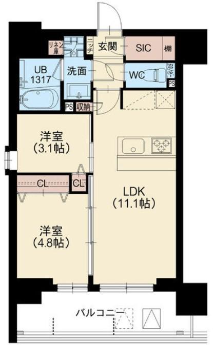 スプランディッド南千住DUE(2LDK/12階)の間取り写真