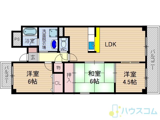 ヴェルデュール南茨木(3LDK/2階)の間取り写真