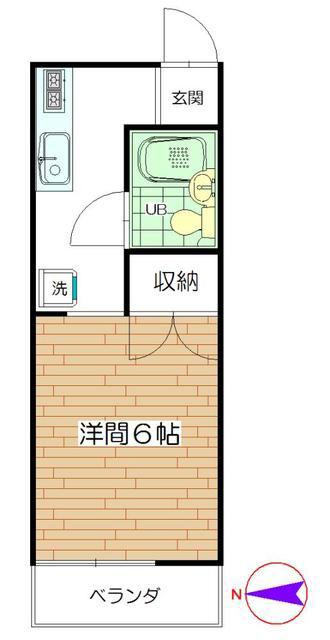 ヴィラU(1K/1階)の間取り写真