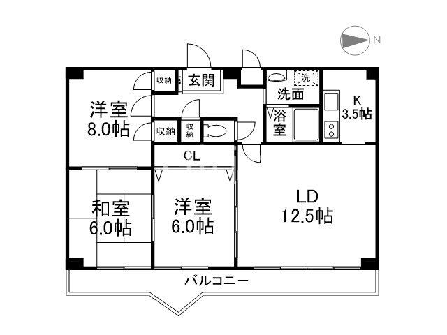 インペリアルパレス・リバーサイド(3LDK/5階)の間取り写真