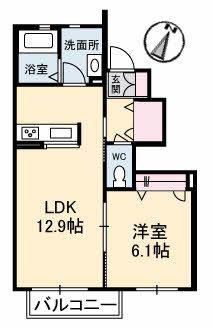 サン フローラ(1LDK/1階)の間取り写真