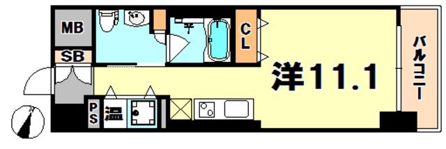 レジディア神戸磯上(ワンルーム/7階)の間取り写真