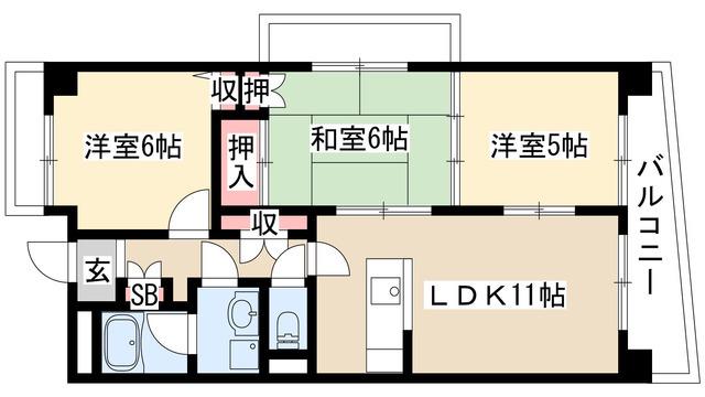 ヒルズ丸和(3LDK/11階)の間取り写真