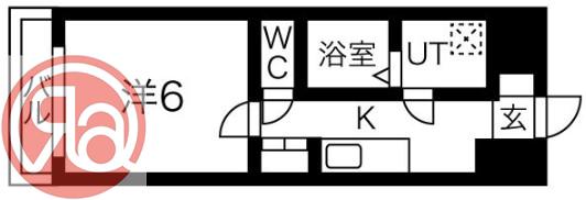 URO難波南(1K/2階)の間取り写真