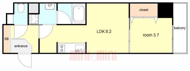 アーバネックス塚口(1LDK/2階)の間取り写真
