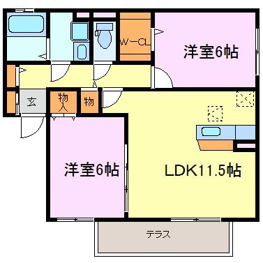 パルテンツァ(2LDK/2階)の間取り写真