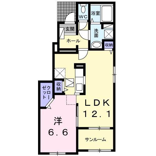 エテルノ ガーデン I(1LDK/1階)の間取り写真