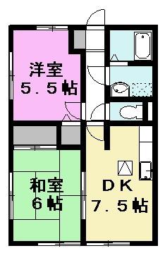 プチハイム(2DK/1階)の間取り写真