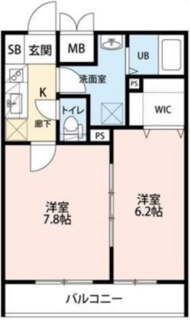 エフマーレ咲が丘(2K/1階)の間取り写真