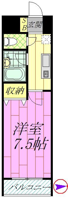 きららベガ(1K/4階)の間取り写真