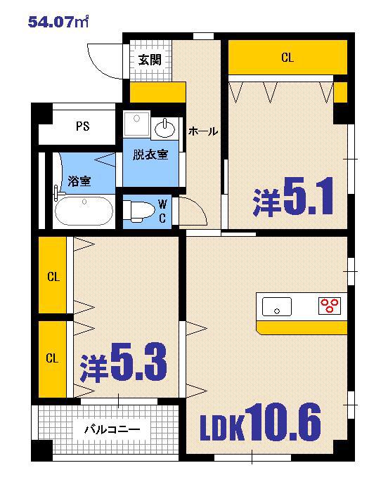 ステージN(2LDK/3階)の間取り写真