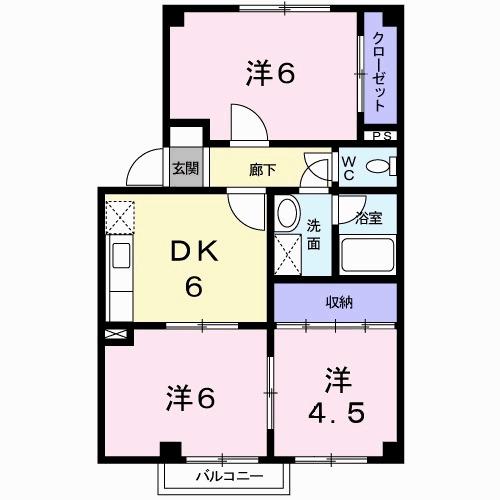 パティオ沙羅(3DK/1階)の間取り写真