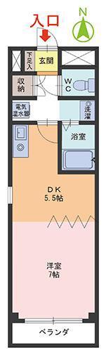 司マンション(1DK/2階)の間取り写真