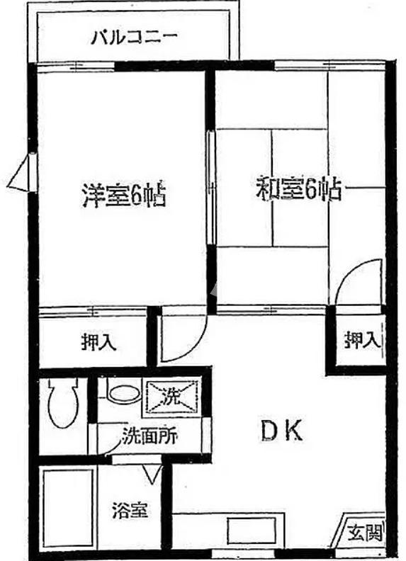 ルミエール田島(2DK/1階)の間取り写真