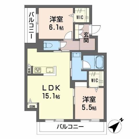 プティ・サーブル(2LDK/2階)の間取り写真