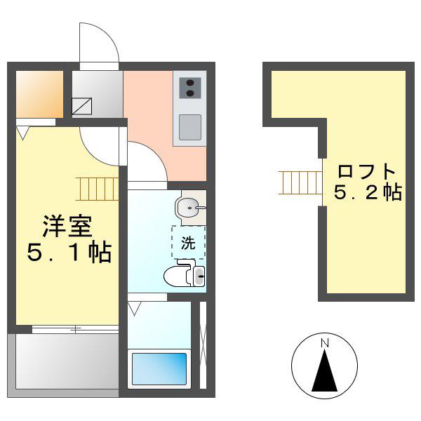シルバード(1SK/2階)の間取り写真
