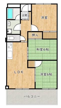 日吉マンション(3LDK/1階)の間取り写真