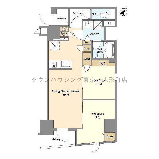 リージア日本橋小伝馬町(2LDK/6階)の間取り写真