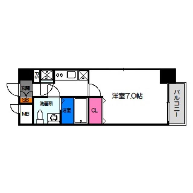 レジュールアッシュ大阪城NORD(1K/5階)の間取り写真