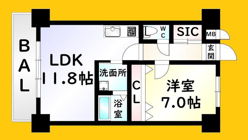 GRAVIS(1LDK/12階)の間取り写真