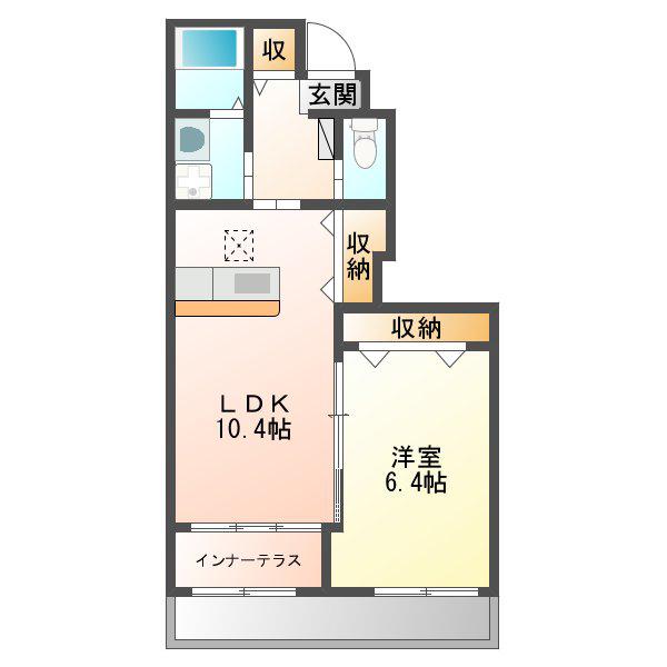 プティ・ボヌール(1LDK/1階)の間取り写真