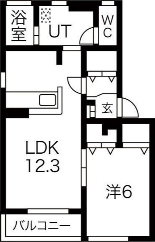 サンストリート(1LDK/1階)の間取り写真