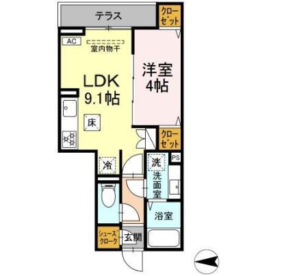 セレスティア西寺尾 A(1LDK/1階)の間取り写真