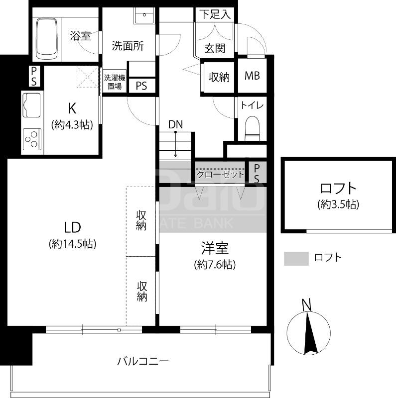 リフェスタ渡辺通(1LDK/1階)の間取り写真