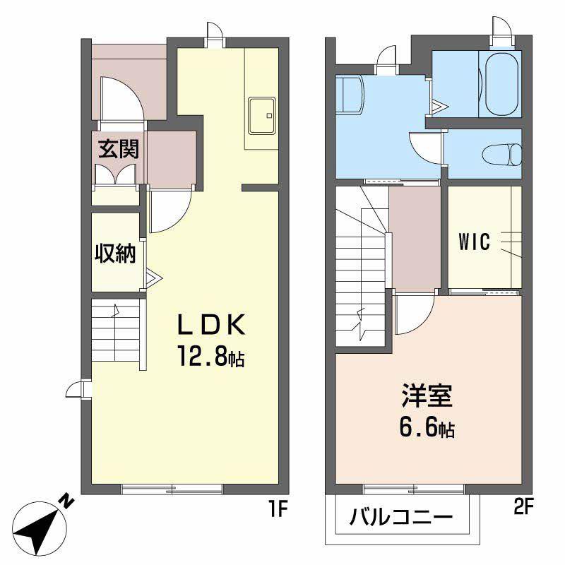 センテック新井口 B棟(1LDK/1階)の間取り写真