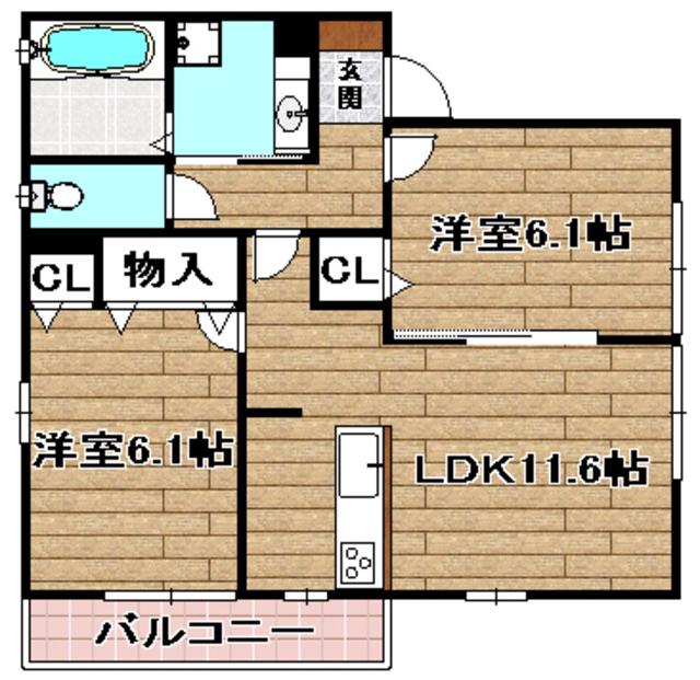 サンハイム(2LDK/1階)の間取り写真