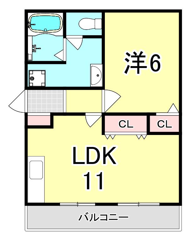 アルシュ甲子園口(1LDK/3階)の間取り写真