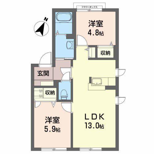 エトワールY(2LDK/1階)の間取り写真