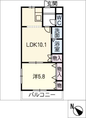 エスポアハイム弐番館(1LDK/1階)の間取り写真