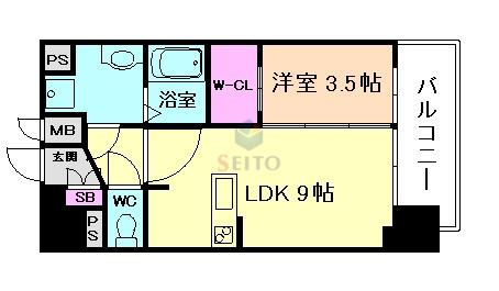 プレサンス庄内ブレイシス(1LDK/10階)の間取り写真