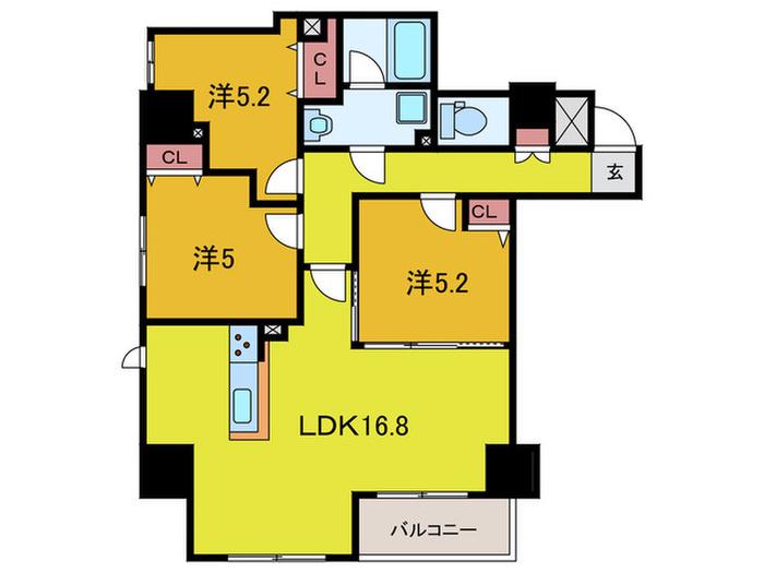 HAU′OLI駒込(3LDK/7階)の間取り写真