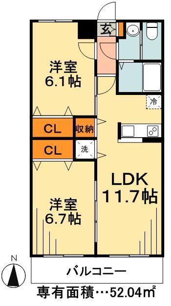 セフィール瑞江(2LDK/1階)の間取り写真