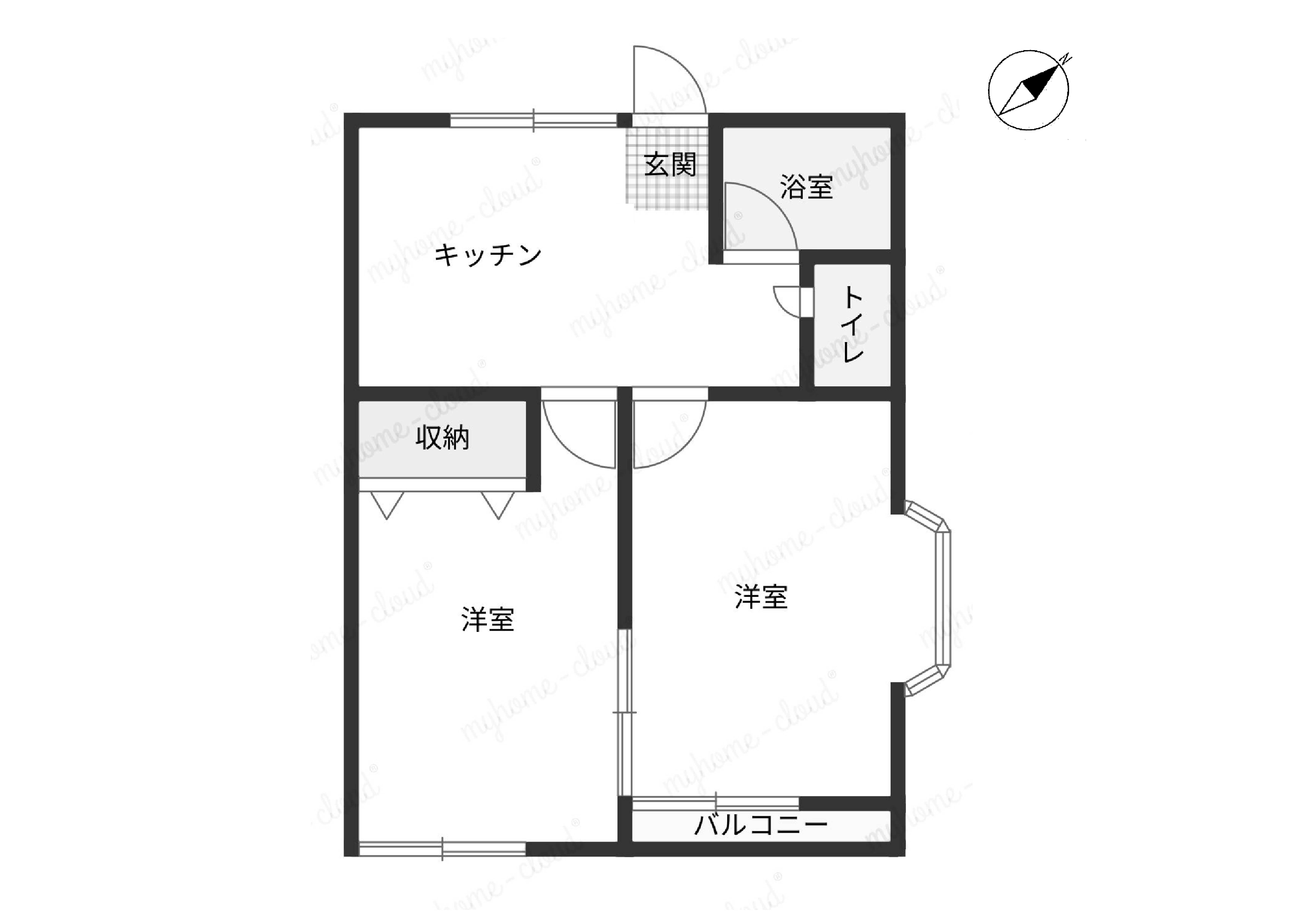 北藤ハイツII(2DK/1階)の間取り写真