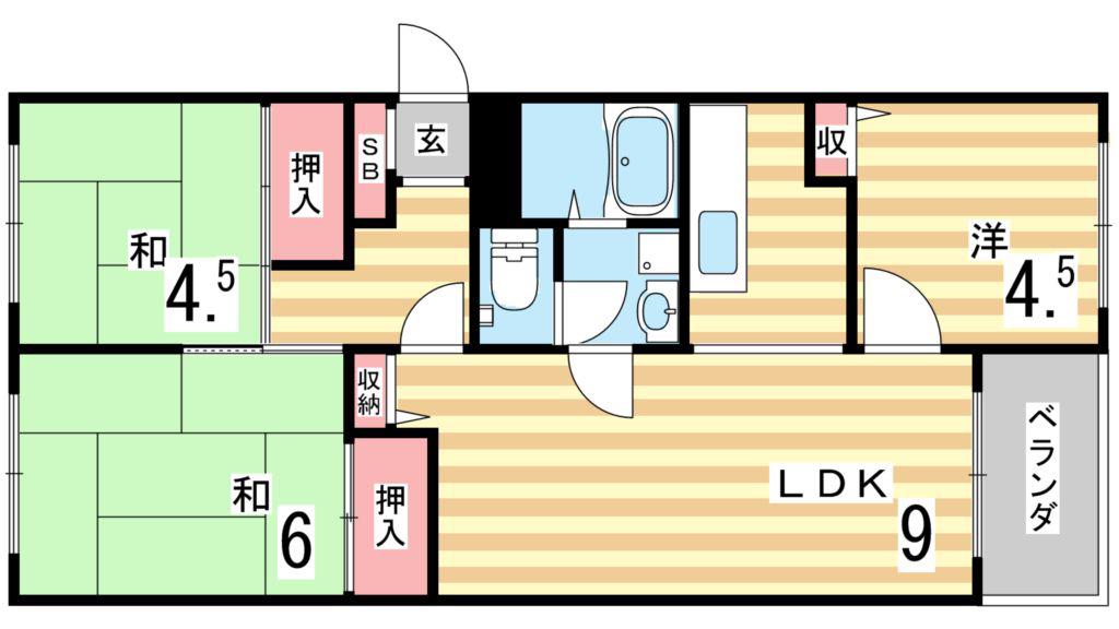 芦屋浜高層1号棟(3LDK/13階)の間取り写真