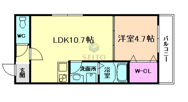 スクエアプレイス豊中庄内(1LDK/2階)の間取り写真